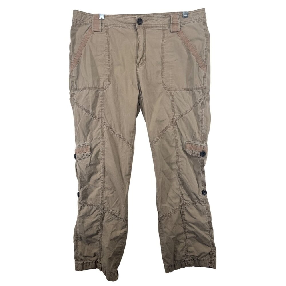Cabelas Casuals Women Pants Sz 14 Tan Khaki Cargo Outdoorsy Lightwt Comfy Hiking
